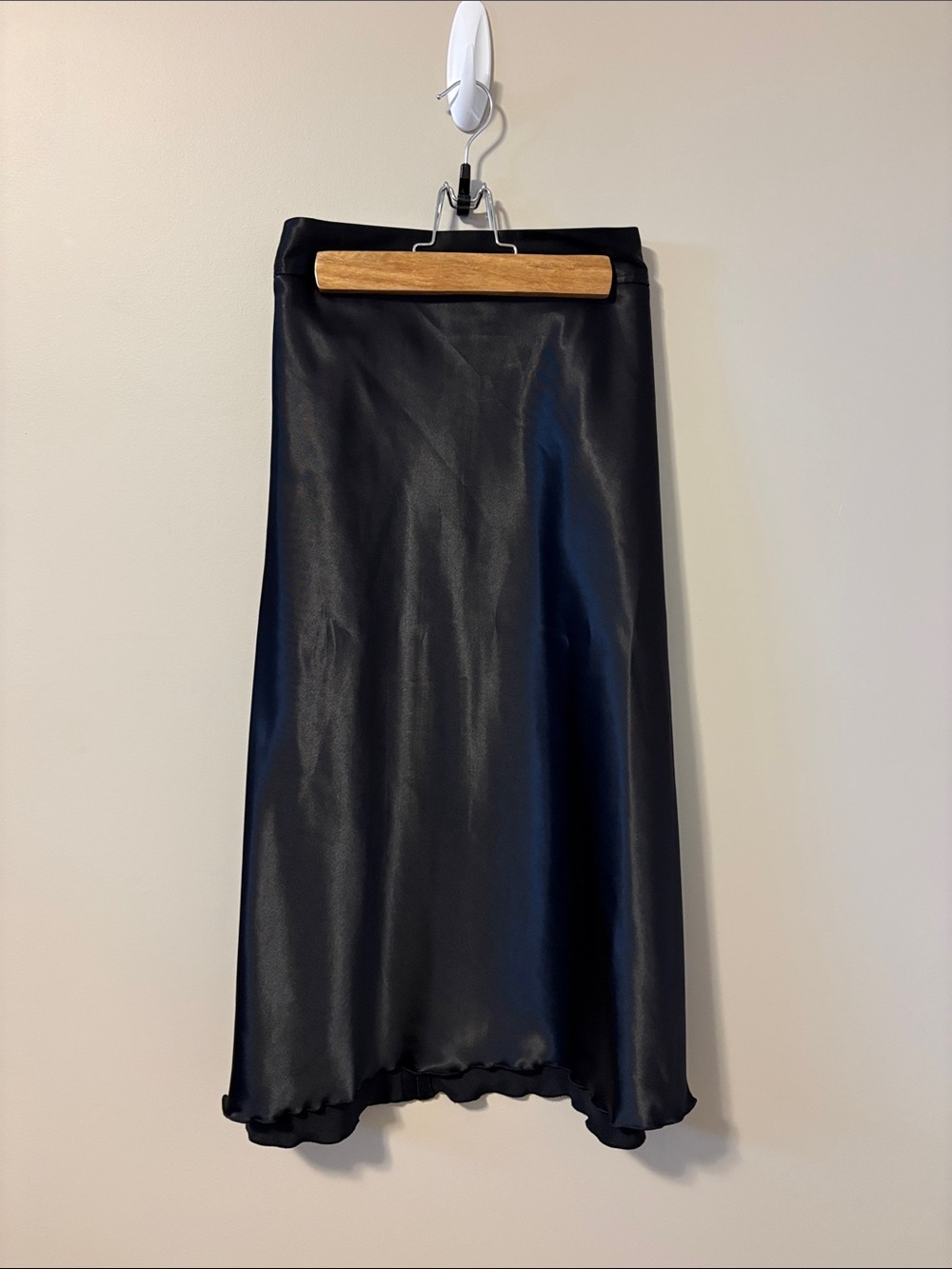 Encore Jeans Black Satin-Look Midi Skirt